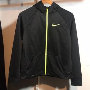 NIKE Boy’s Lightweight Full Zip Hooded Black Jacket Size XL
